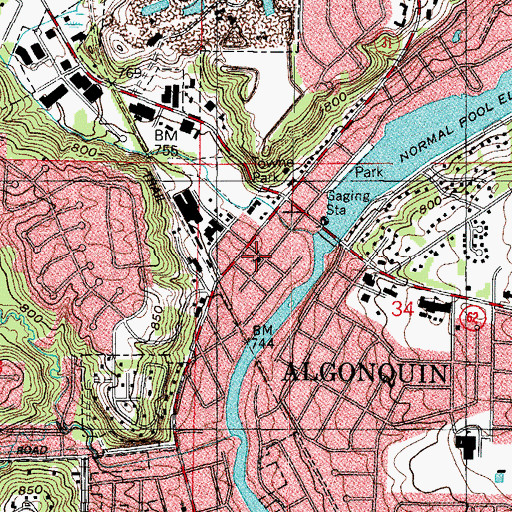Topographic Map of Congregational Church of Algonquin, IL