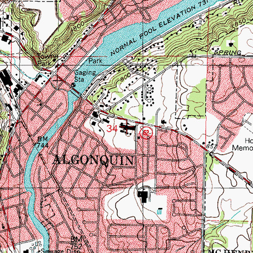 Topographic Map of Eastview Elementary School, IL