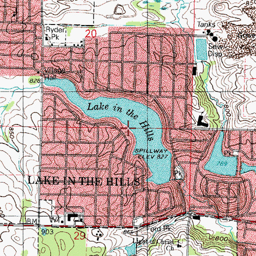 Topographic Map of Indian Trail Beach, IL