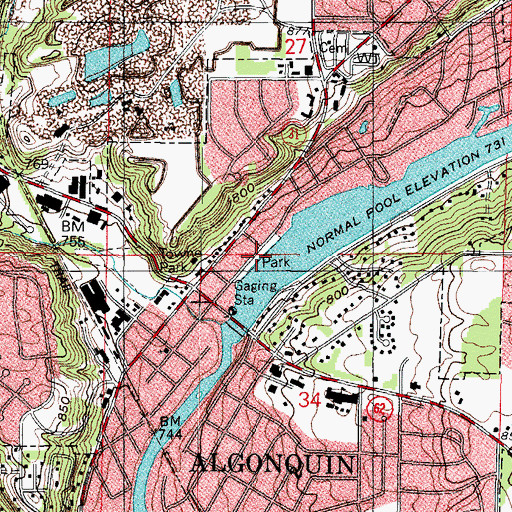 Topographic Map of River Front Park, IL