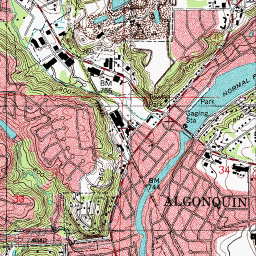 Topographic Map of Saint Johns Lutheran Church, IL