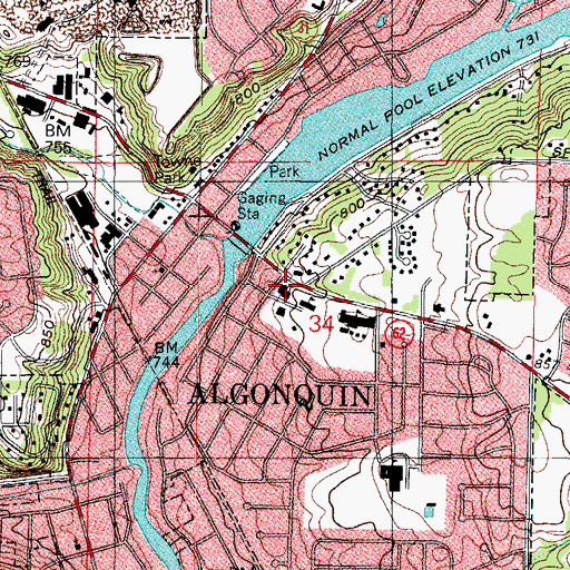 Topographic Map of Saint Margaret Mary Roman Catholic Church, IL