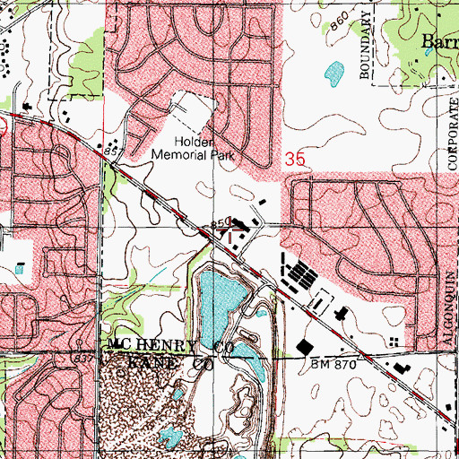 Topographic Map of Towne Center Shopping Center, IL
