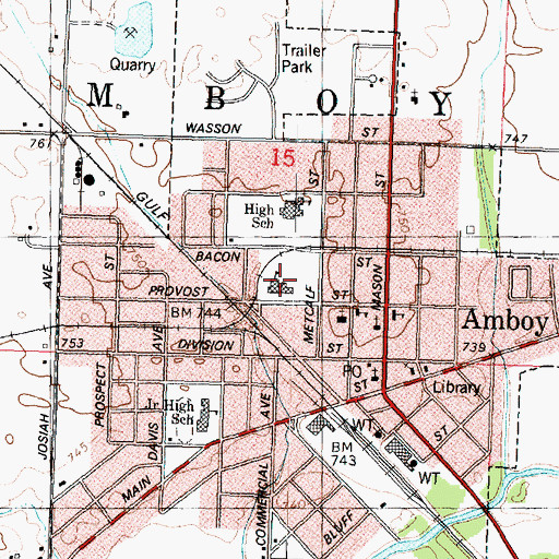 Topographic Map of Amboy Central Elementary School, IL