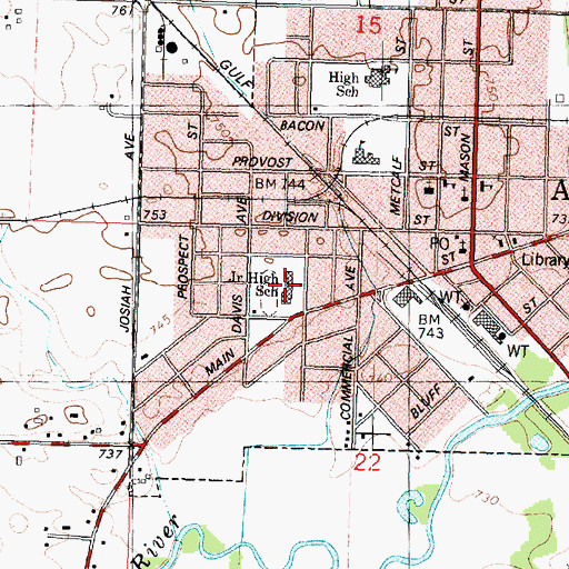 Topographic Map of Amboy Junior High School, IL