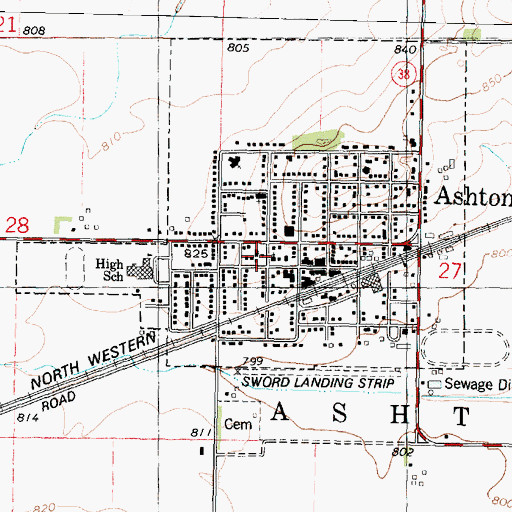 Topographic Map of Ashton Elementary School, IL