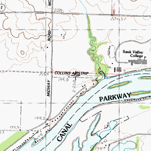 Topographic Map of Collins Airstrip (historical), IL