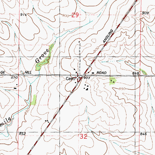Topographic Map of Cottage Hill Cemetery, IL