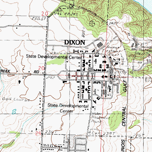 Topographic Map of Dixon Correctional Center, IL