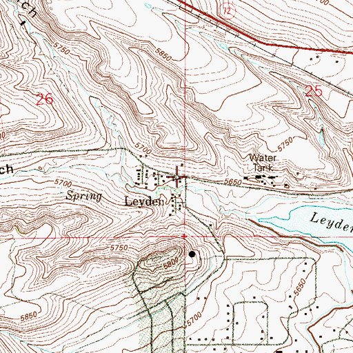 Topographic Map of Leyden, CO