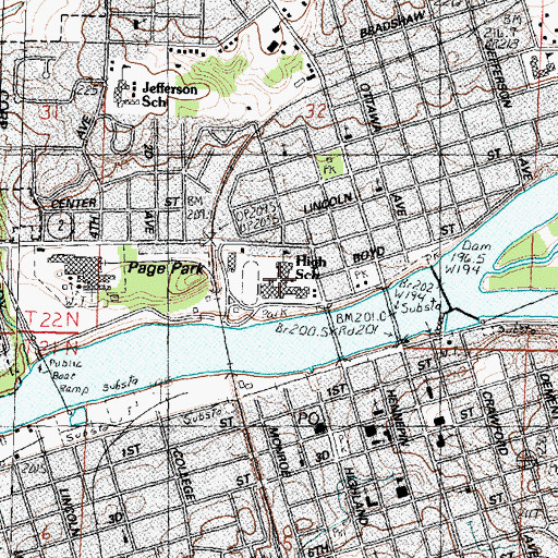 Topographic Map of Dixon High School, IL
