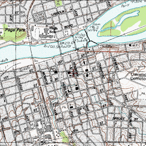 Topographic Map of Dixon Public Library, IL