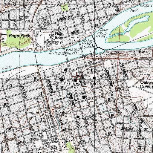 Topographic Map of First Christian Church, IL