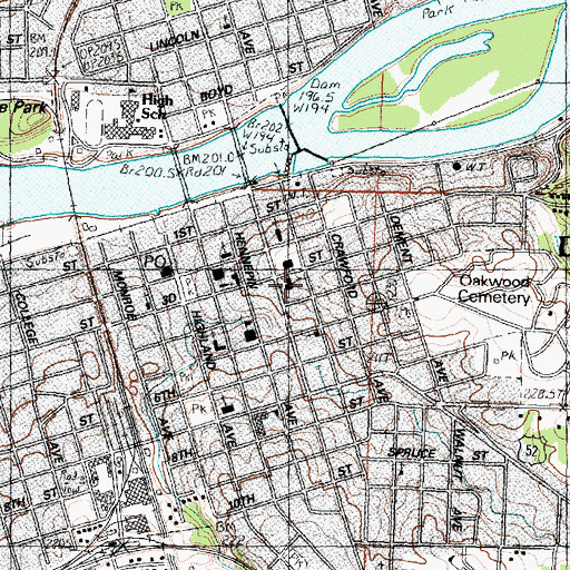 Topographic Map of First Presbyterian Church, IL