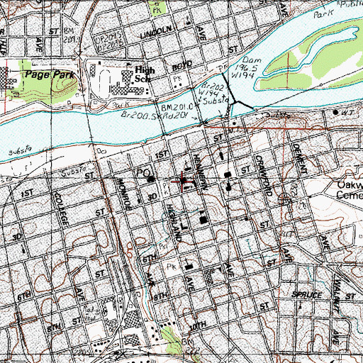 Topographic Map of First United Methodist Church, IL