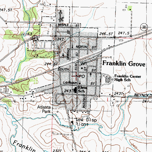Topographic Map of Franklin Grove Post Office, IL