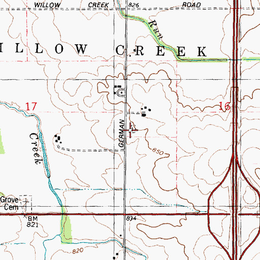 Topographic Map of German Cemetery, IL