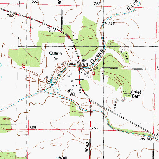 Topographic Map of Inlet, IL