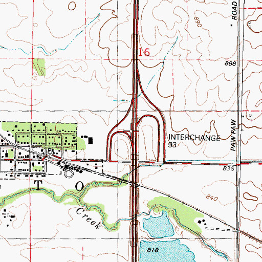 Topographic Map of Interchange 93, IL