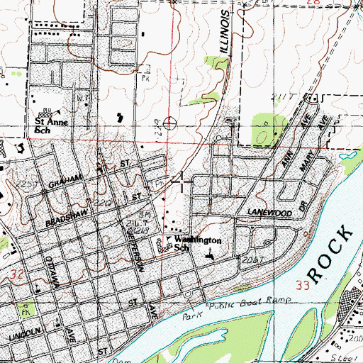 Topographic Map of John C Roe Park, IL