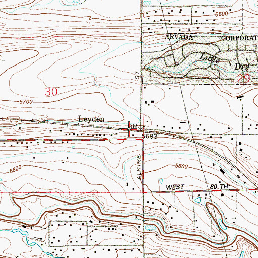 Topographic Map of Leyden Junction, CO