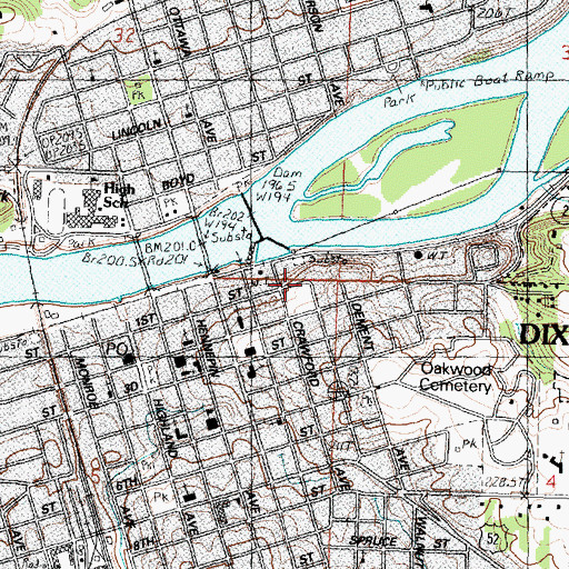 Topographic Map of Katherine Shaw Bethea Hospital, IL