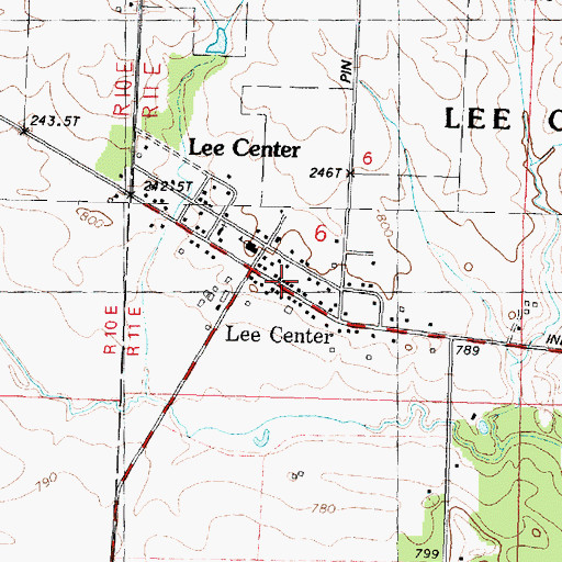 Topographic Map of Lee Center Post Office, IL