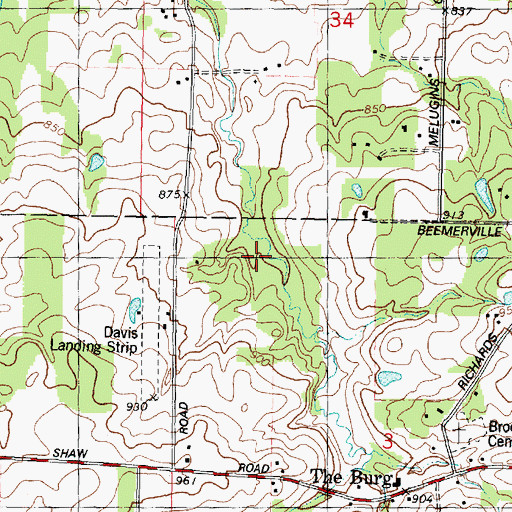 Topographic Map of Malugin Grove, IL