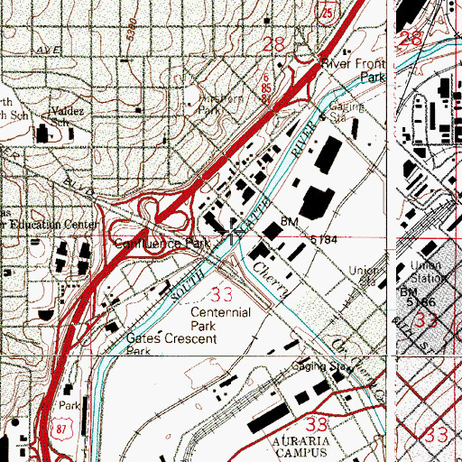 Topographic Map of Cherry Creek, CO