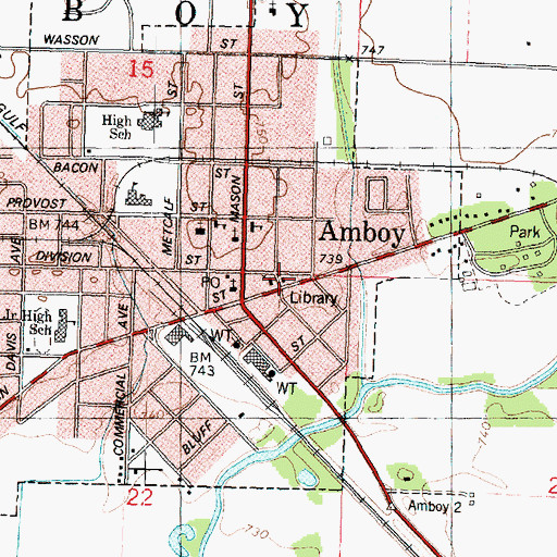 Topographic Map of Pankhurst Memorial Library, IL