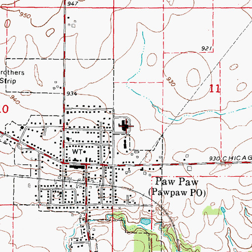 Topographic Map of Paw Paw Junior-Senior High School, IL