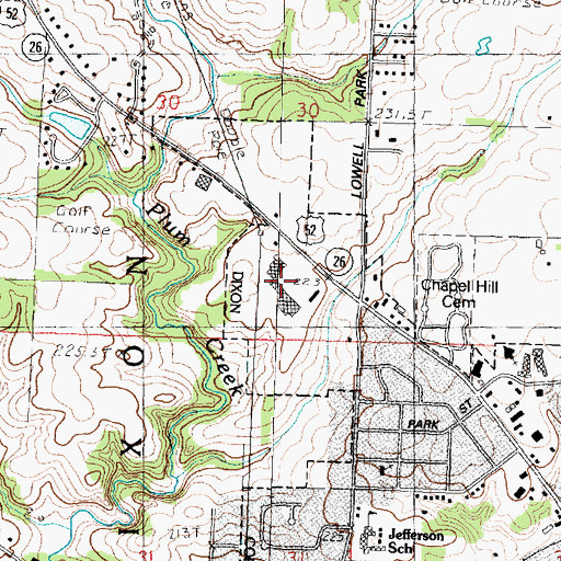 Topographic Map of Plaza North Shopping Center, IL
