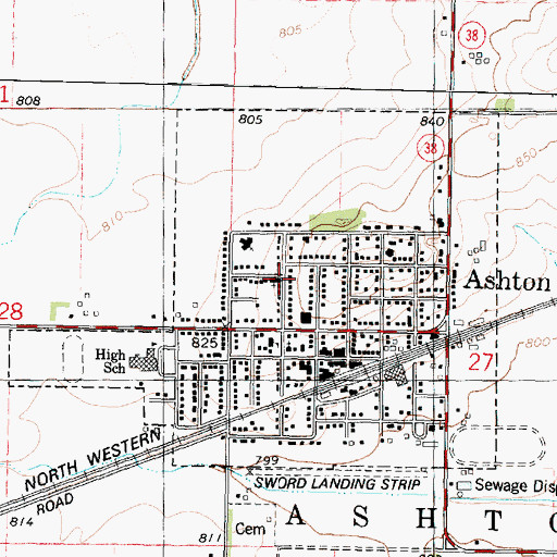 Topographic Map of Saint Johns Lutheran Church, IL