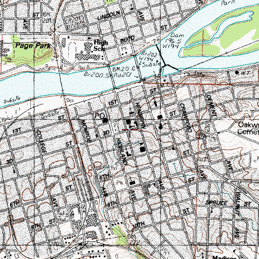 Topographic Map of Saint Lukes Episcopal Church, IL