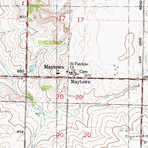 Topographic Map of Saint Patrick's Cemetery, IL