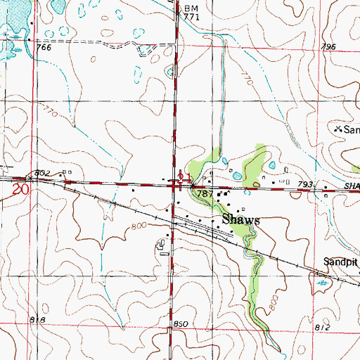 Topographic Map of Shaw Post Office (historical), IL