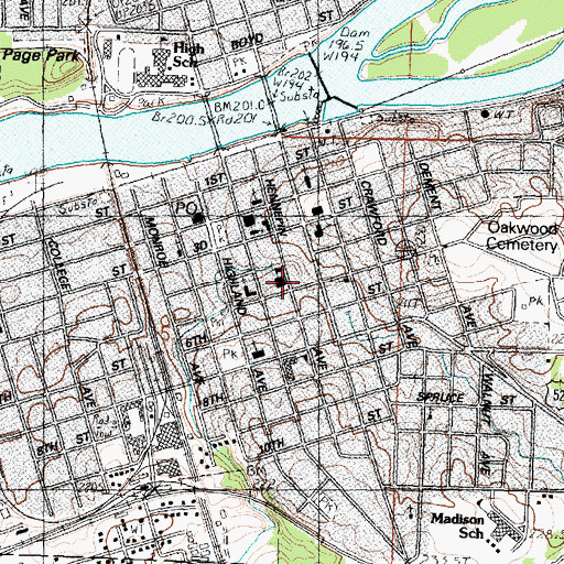 Topographic Map of South Central School (historical), IL