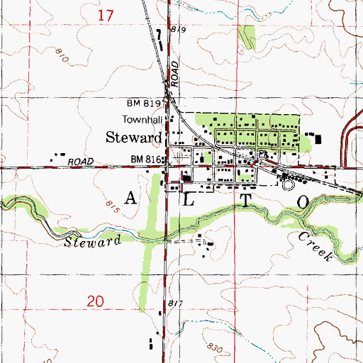 Topographic Map of Steward Elementary School, IL
