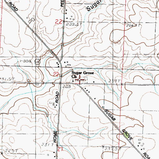 Topographic Map of Sugar Grove Cemetery, IL