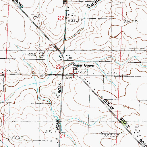 Topographic Map of Sugar Grove Church, IL