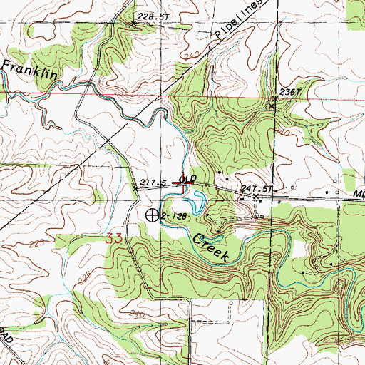 Topographic Map of Sundays Bridge, IL