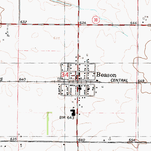 Topographic Map of Beason Post Office, IL