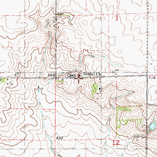 Topographic Map of Bethel School (historical), IL