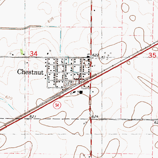 Topographic Map of Chestnut Post Office, IL