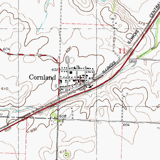 Topographic Map of Cornland Post Office, IL