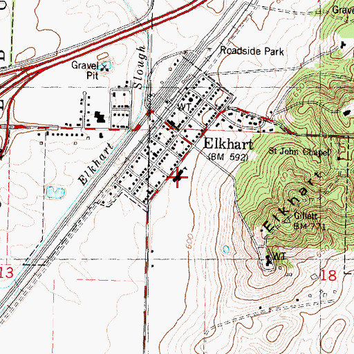 Topographic Map of Elkhart Elementary School, IL