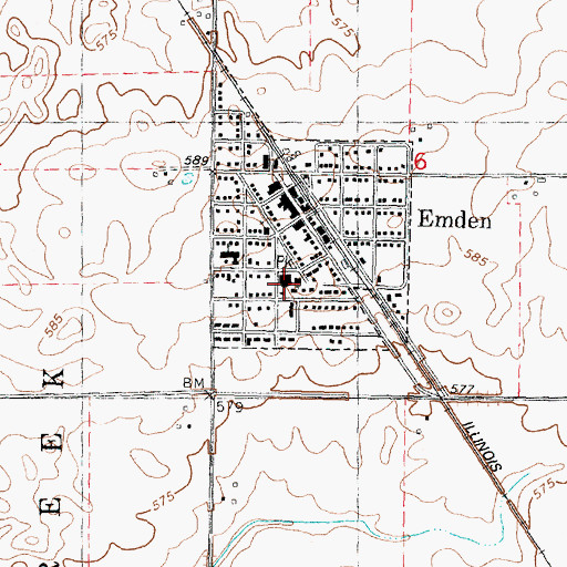 Topographic Map of Emden Elementary School, IL