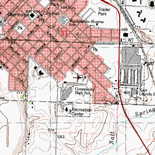 Topographic Map of Immanuel Lutheran Church, IL