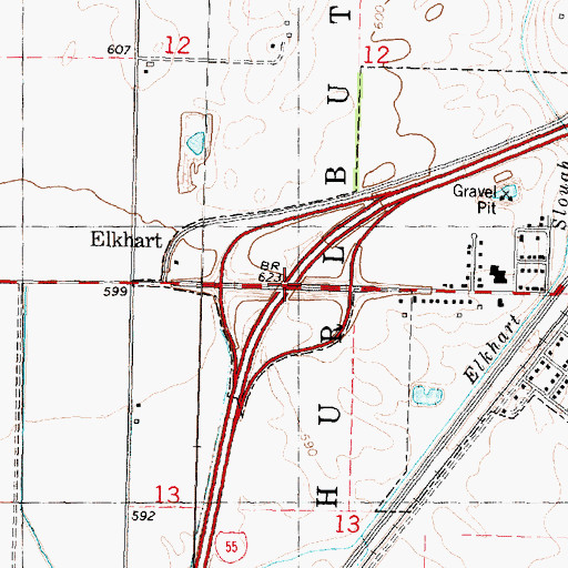 Topographic Map of Interchange 115, IL