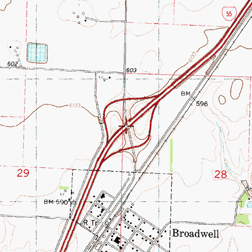 Topographic Map of Interchange 119, IL